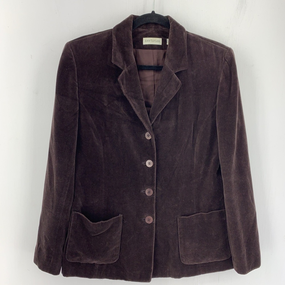 Ann Taylor Womens 6 Classic Velvet Velour‎ Blazer Academia Professional Pockets